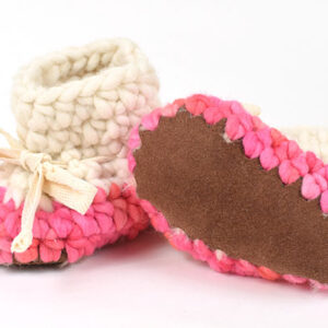 Two-Tone Hot-Pink Babt Booties