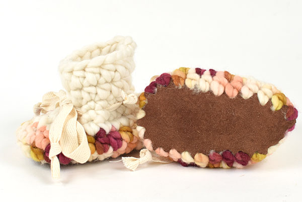 Two-Toned Peach-Blossom Baby Booties